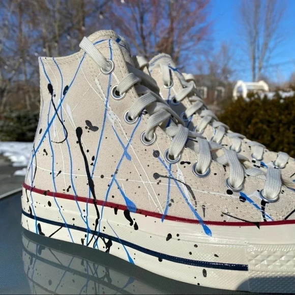 New Converse Chuck Taylor All Star 70 Hi Sneakers Paint Splatter Mens 8.5 - Picture 5 of 14
